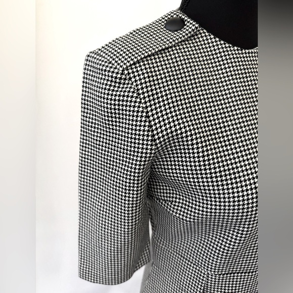 Zara Women Houndstooth‎ Short Midi Shift 3/4 Sleeve Dress, Black/White, Size XS - Picture 8 of 11